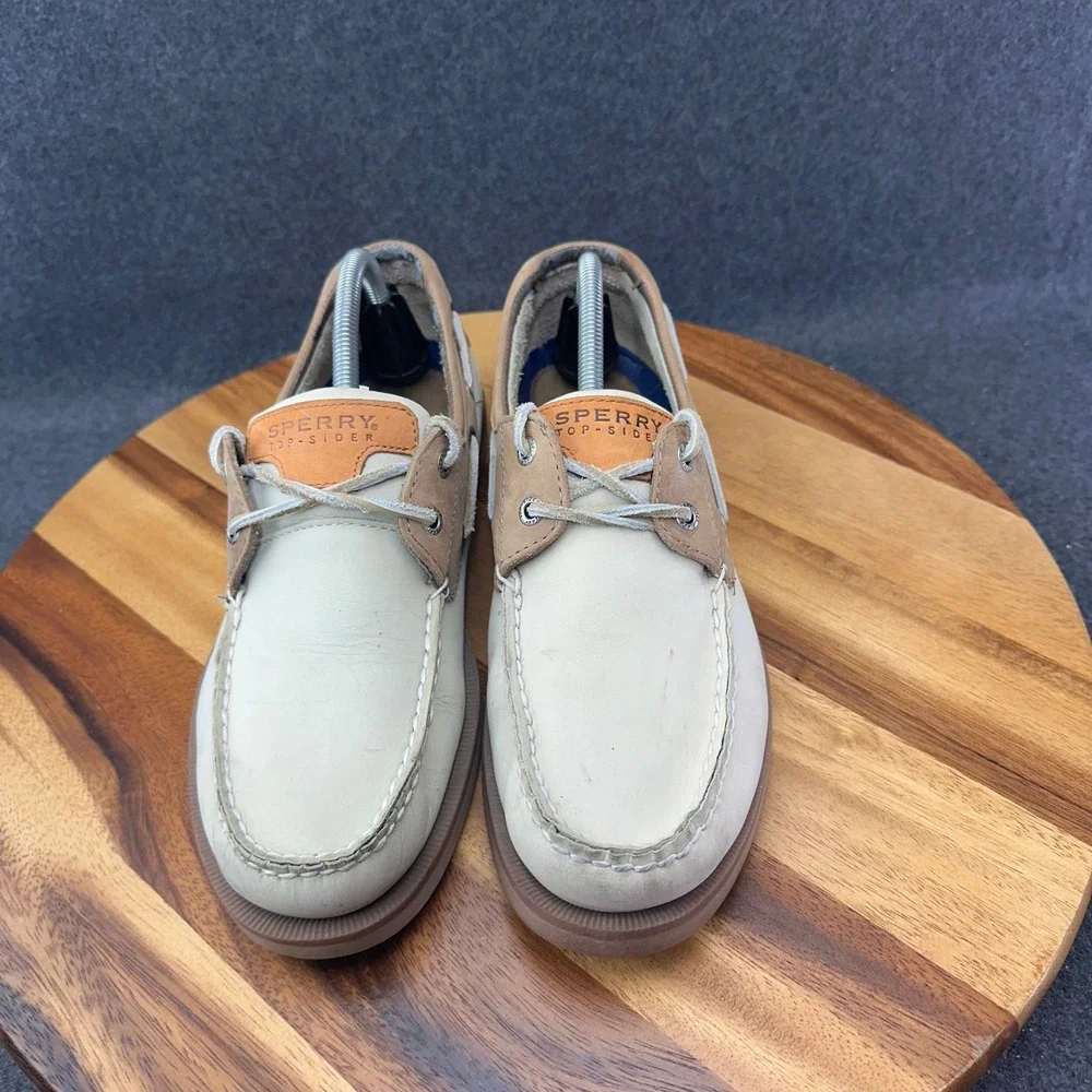 Sperry Top Sider Mako Collection Boat Shoes Mens Size 10 Oyster Taupe Leather
